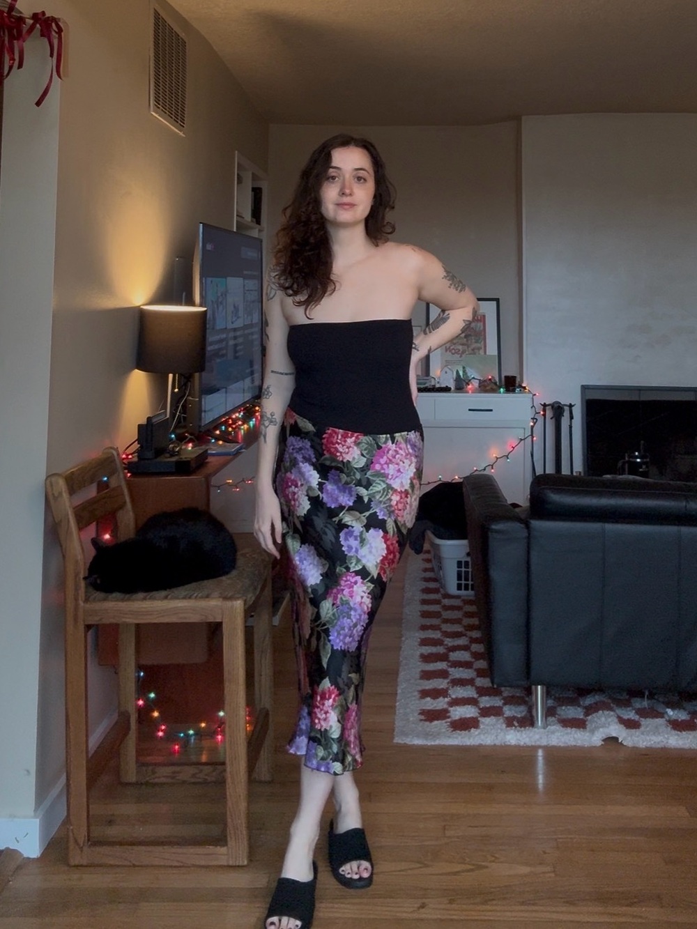 Victor Costa Floral 100% Silk Maxi Skirt